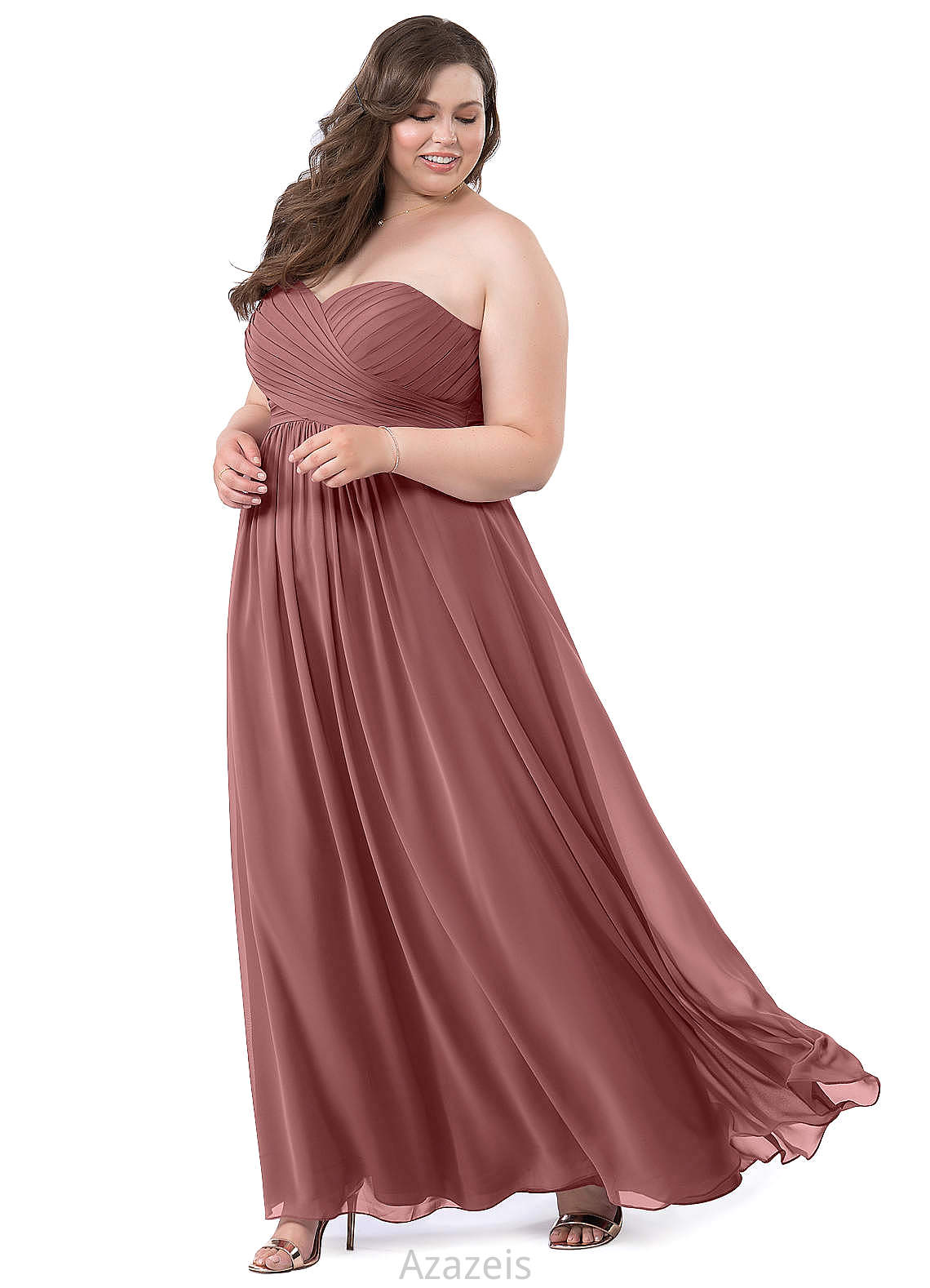 Elena Natural Waist Floor Length Spaghetti Staps A-Line/Princess Sleeveless Bridesmaid Dresses