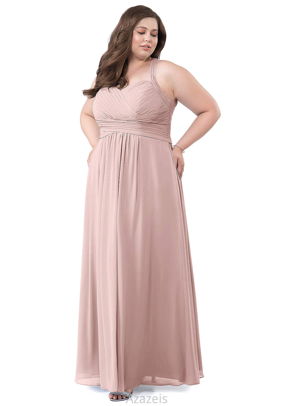 Yaritza Floor Length V-Neck Sleeveless A-Line/Princess Natural Waist Bridesmaid Dresses