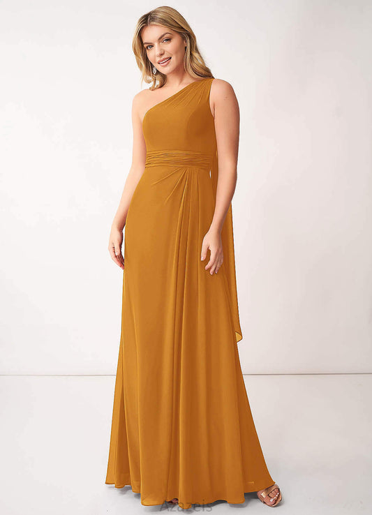 Abbey A-Line/Princess Floor Length One Shoulder Sleeveless Natural Waist Bridesmaid Dresses