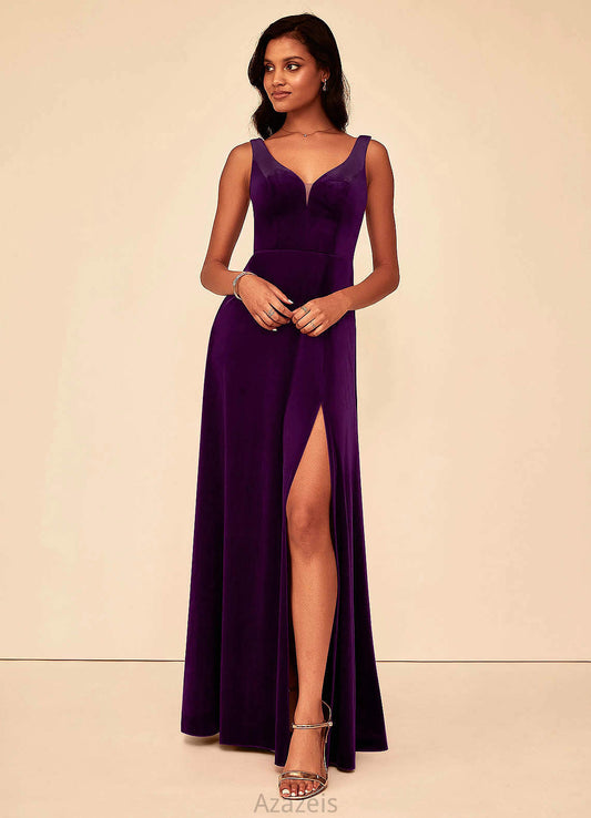 Kaelyn Floor Length V-Neck A-Line/Princess Sleeveless Natural Waist Bridesmaid Dresses