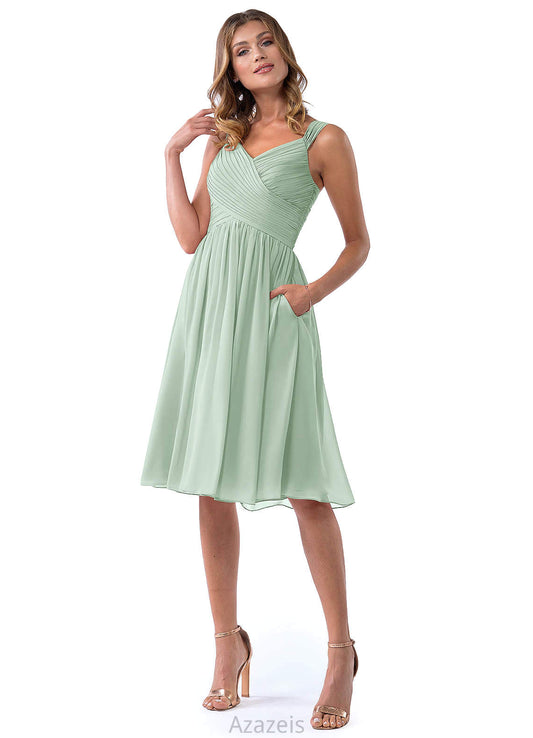 Aliana Sleeveless A-Line/Princess Natural Waist V-Neck Floor Length Bridesmaid Dresses