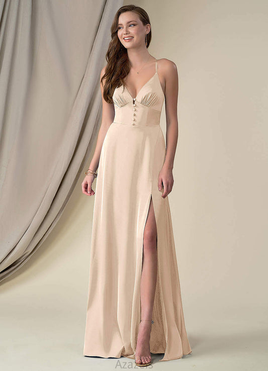 Reese Natural Waist A-Line/Princess Sleeveless Spaghetti Staps Floor Length Bridesmaid Dresses