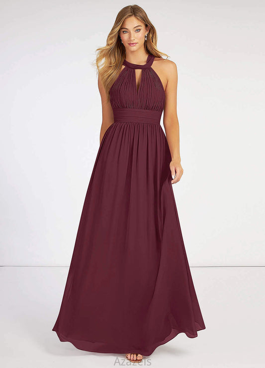 Janae V-Neck A-Line/Princess Floor Length Sleeveless Natural Waist Bridesmaid Dresses
