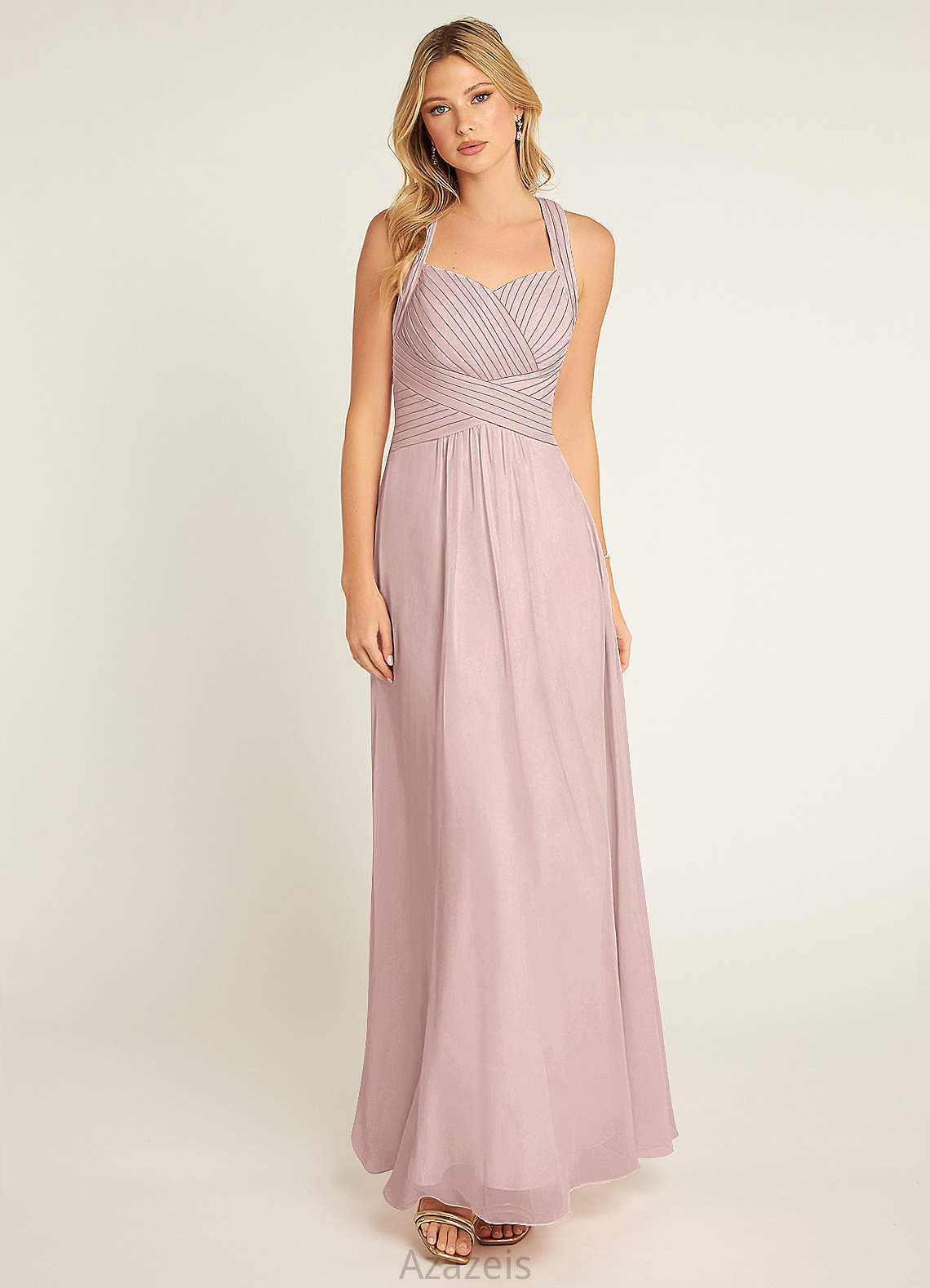 Yaritza Floor Length V-Neck Sleeveless A-Line/Princess Natural Waist Bridesmaid Dresses