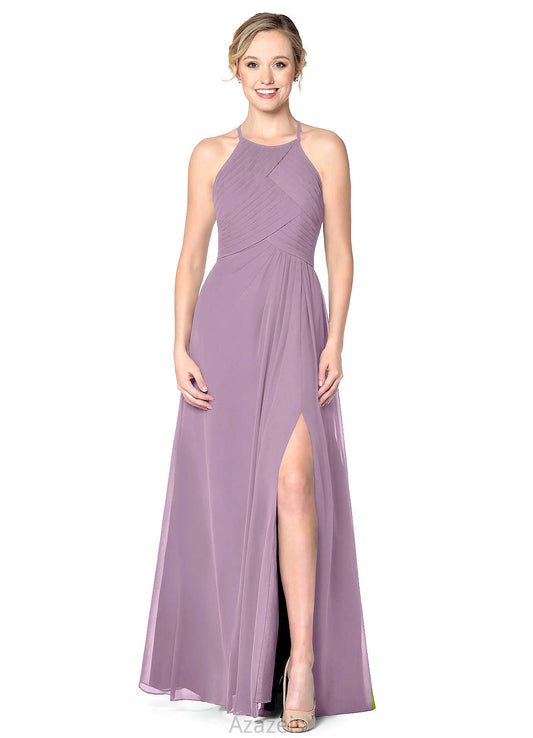 Gloria Sleeveless A-Line/Princess Spaghetti Staps Natural Waist Floor Length Bridesmaid Dresses