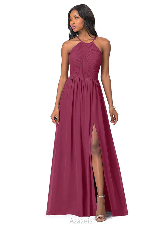 Abbey Natural Waist Spaghetti Staps Sleeveless Floor Length Trumpet/Mermaid Bridesmaid Dresses