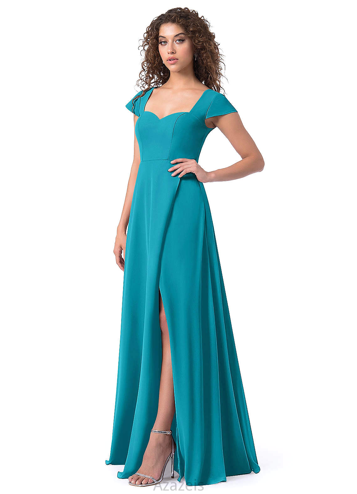 Lilly A-Line/Princess Natural Waist Floor Length Sleeveless V-Neck Bridesmaid Dresses
