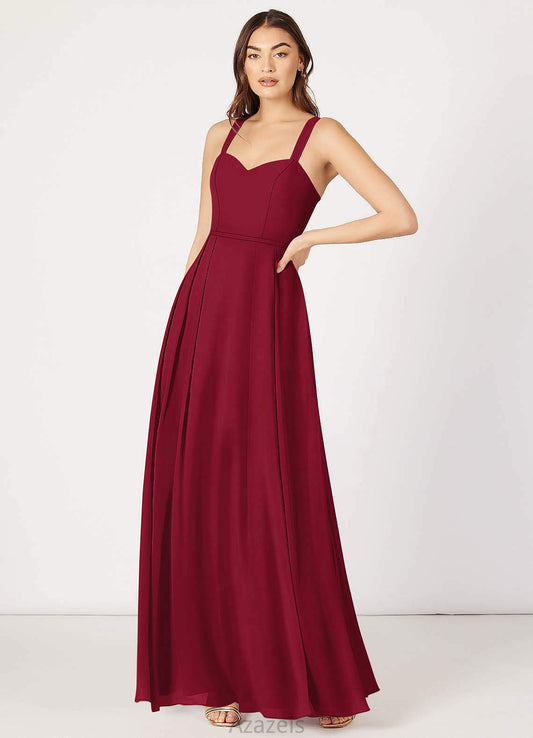 Johanna Sleeveless Spaghetti Staps Natural Waist A-Line/Princess Floor Length Bridesmaid Dresses