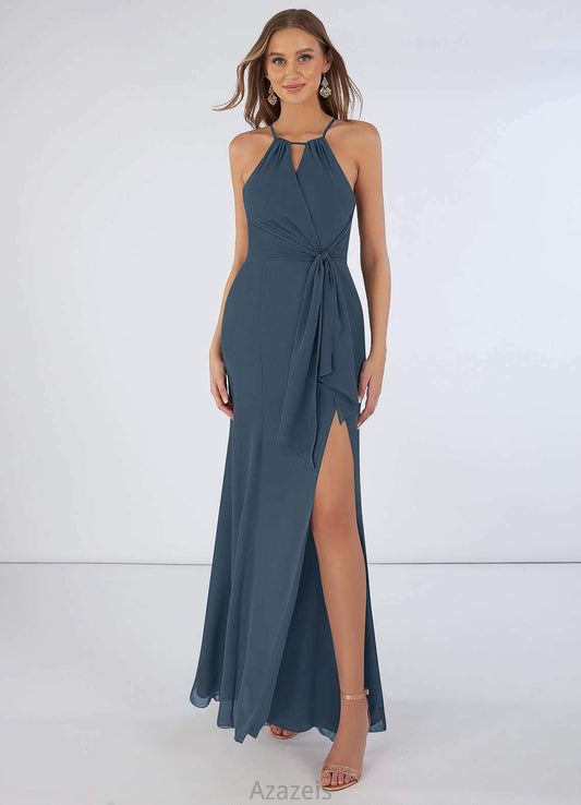 Adrienne Short Sleeves V-Neck A-Line/Princess Floor Length Natural Waist Bridesmaid Dresses