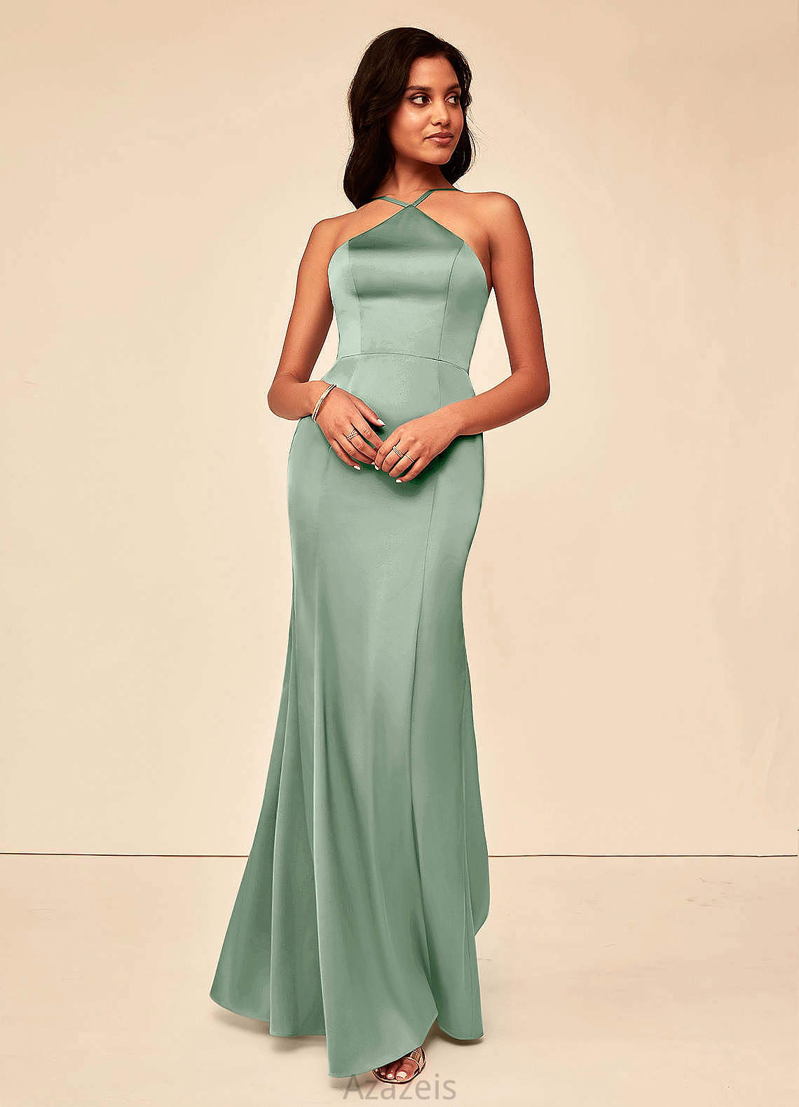 Madalynn Natural Waist V-Neck A-Line/Princess Floor Length Sleeveless Bridesmaid Dresses