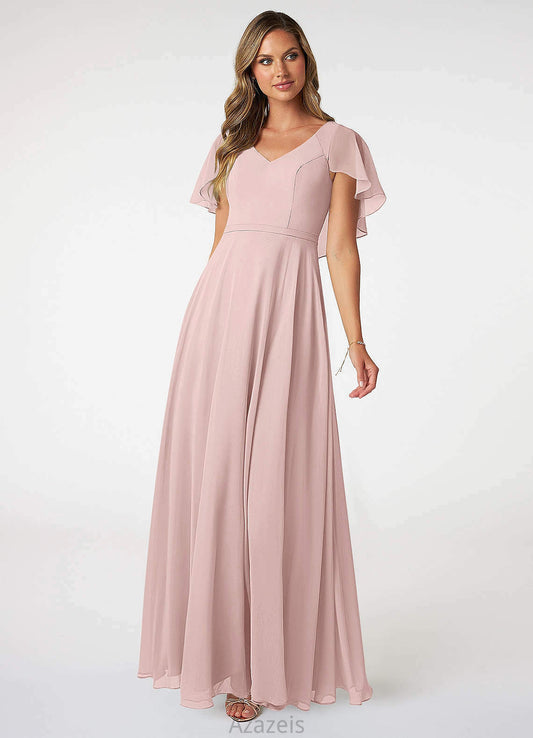 Aniyah Sleeveless A-Line/Princess Empire Waist Straps Floor Length Bridesmaid Dresses
