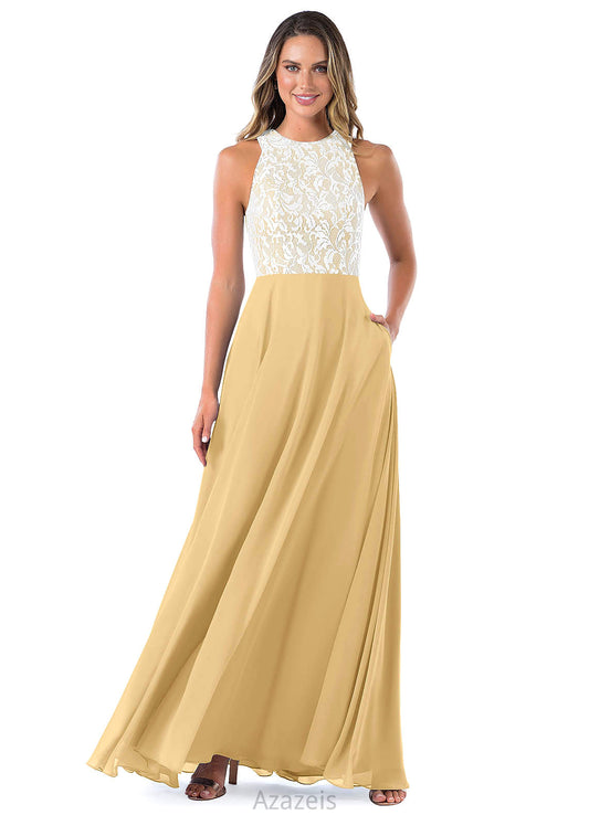 Elisa Natural Waist Floor Length A-Line/Princess V-Neck Sleeveless Bridesmaid Dresses