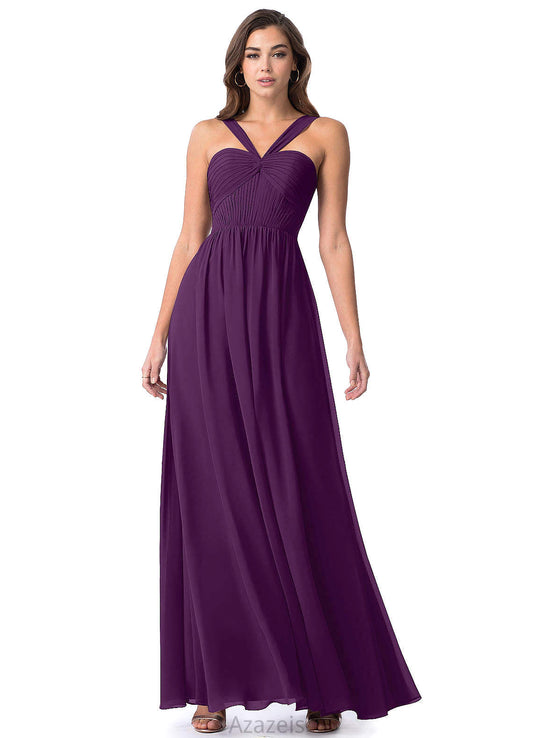Ciara Natural Waist A-Line/Princess Sleeveless Floor Length Scoop Bridesmaid Dresses
