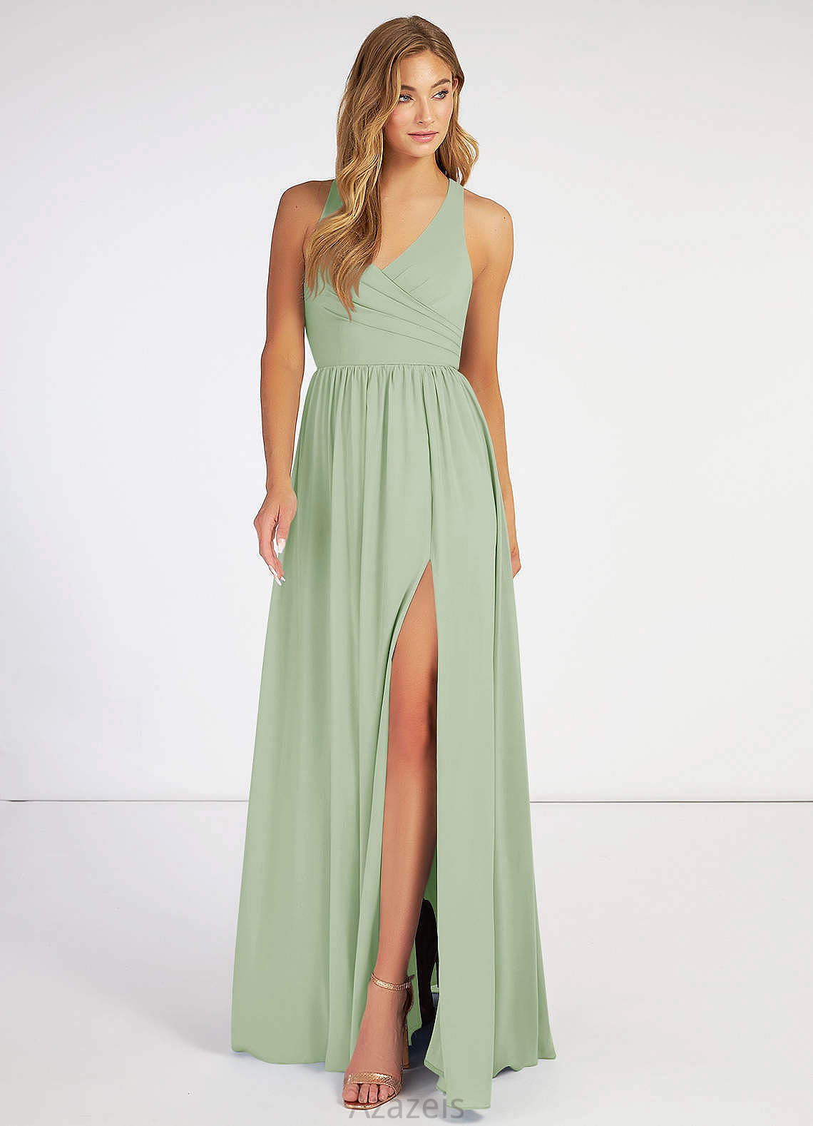 Sarai Sleeveless Natural Waist Floor Length Straps A-Line/Princess Bridesmaid Dresses