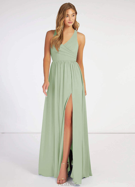 Sarai Sleeveless Natural Waist Floor Length Straps A-Line/Princess Bridesmaid Dresses