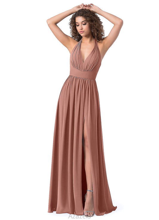 Avah Sleeveless V-Neck Natural Waist A-Line/Princess Floor Length Bridesmaid Dresses