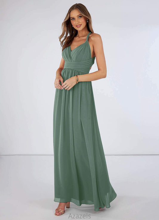 Jewel Off The Shoulder A-Line/Princess Natural Waist Floor Length Sleeveless Bridesmaid Dresses