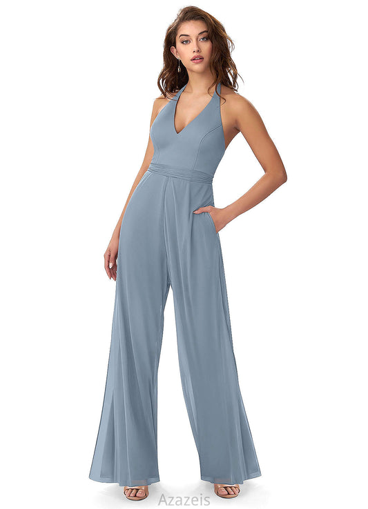 April Floor Length Natural Waist Sleeveless Scoop A-Line/Princess Bridesmaid Dresses