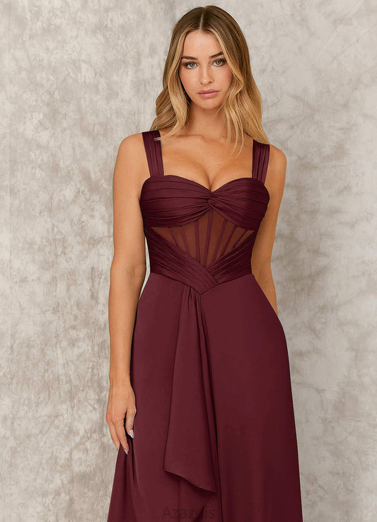 Riley Natural Waist V-Neck A-Line/Princess Floor Length Sleeveless Bridesmaid Dresses