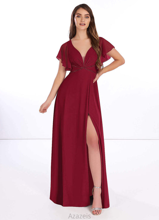 Gwendolyn Natural Waist Spaghetti Staps A-Line/Princess Sleeveless Floor Length Bridesmaid Dresses