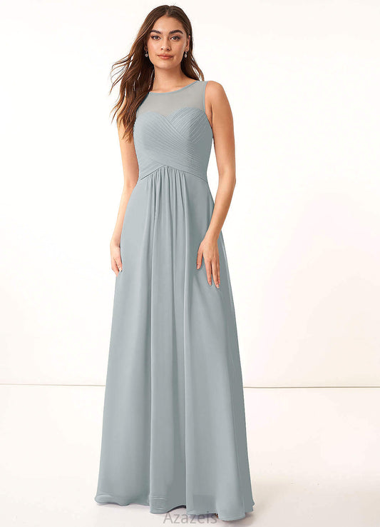Alisa A-Line/Princess Sleeveless Natural Waist Tea Length Scoop Bridesmaid Dresses