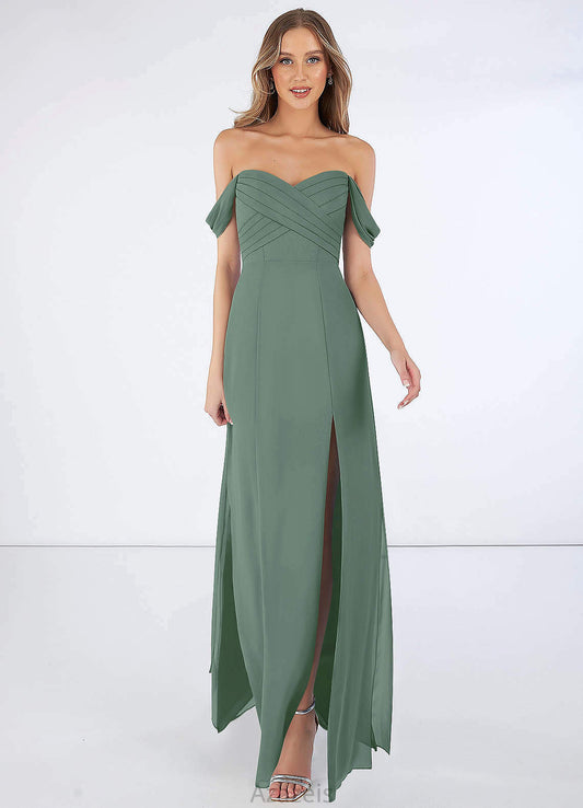 Sariah Spaghetti Staps Sleeveless Tea Length Sheath/Column Satin Natural Waist Bridesmaid Dresses
