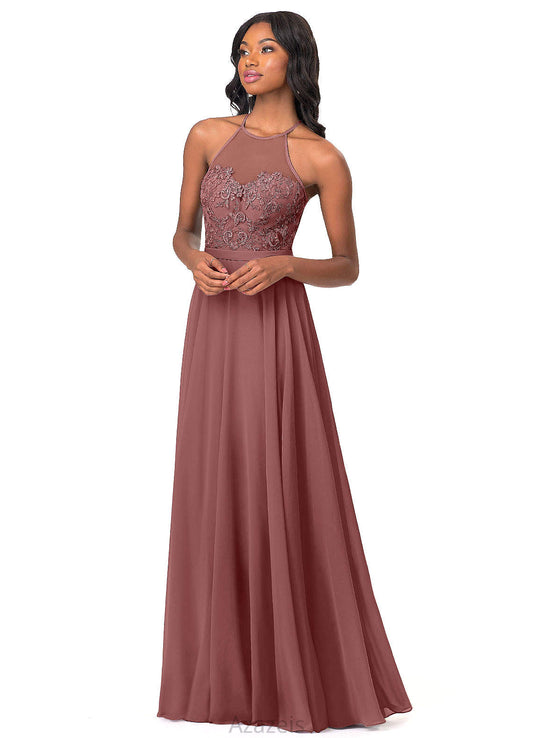 Theresa A-Line/Princess Floor Length Natural Waist V-Neck Sleeveless Bridesmaid Dresses