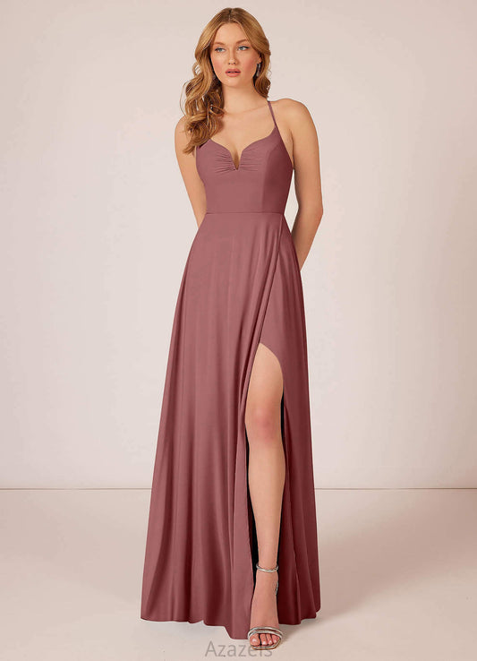 Sienna Sleeveless A-Line/Princess Floor Length Straps Natural Waist Bridesmaid Dresses
