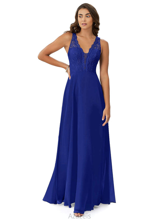 Gabriella V-Neck Natural Waist A-Line/Princess Sleeveless Floor Length Bridesmaid Dresses