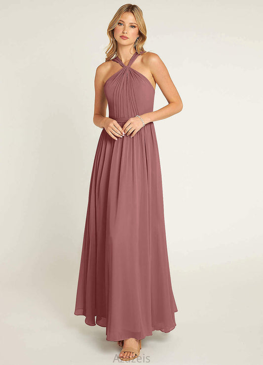 Riya Straps Floor Length Sleeveless Natural Waist A-Line/Princess Bridesmaid Dresses