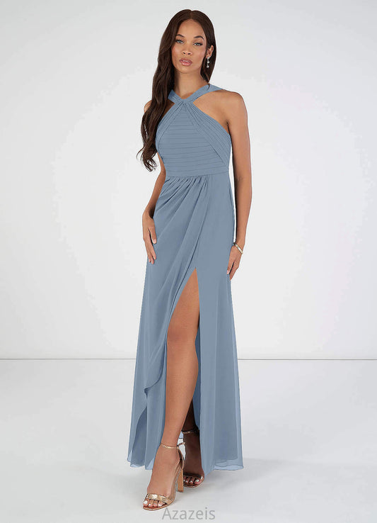 Alisa Natural Waist A-Line/Princess Floor Length Sleeveless Scoop Bridesmaid Dresses
