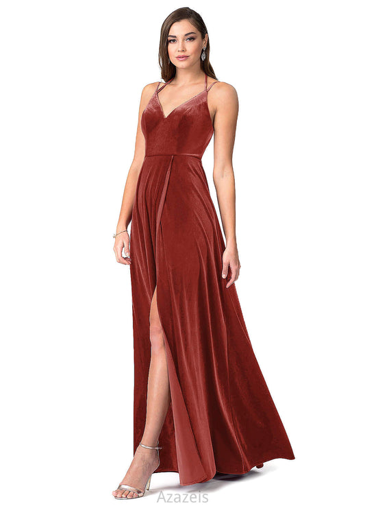Miriam Spaghetti Staps Natural Waist A-Line/Princess Floor Length Sleeveless Bridesmaid Dresses