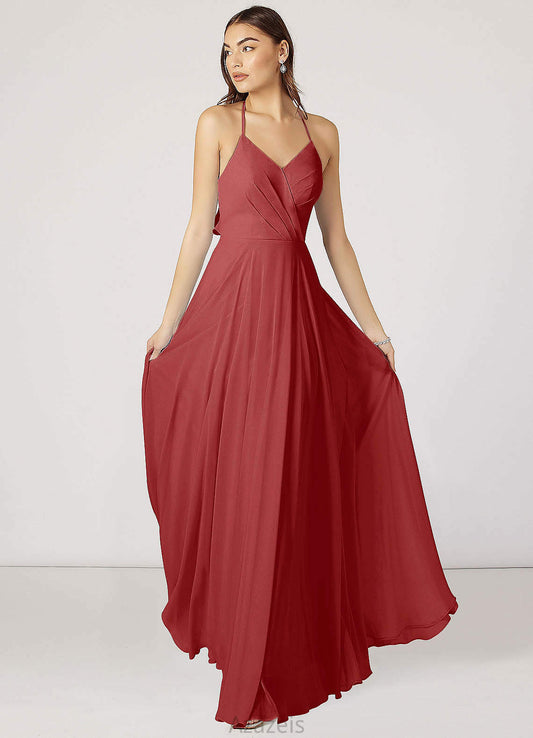 Monserrat A-Line/Princess Spaghetti Staps Empire Waist Sleeveless Floor Length Bridesmaid Dresses
