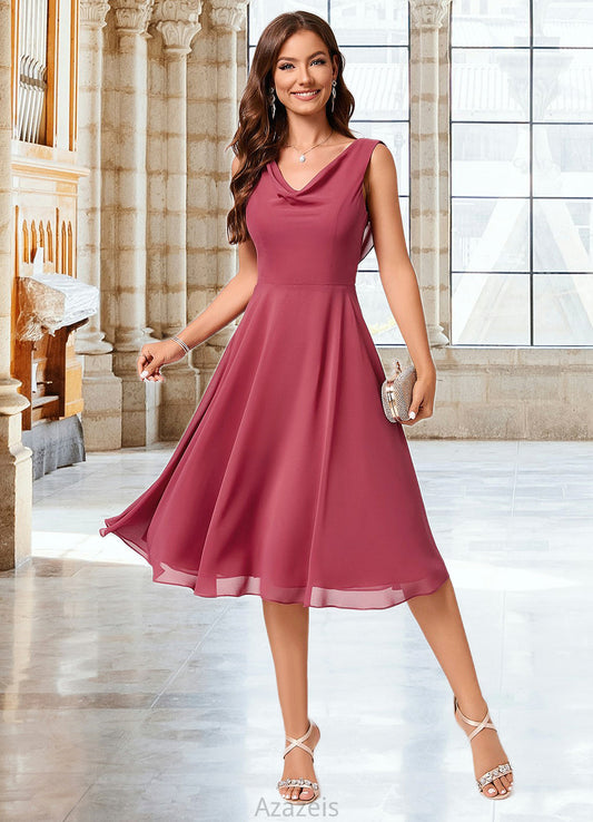 Lyla A-line Cowl Knee-Length Chiffon Cocktail Dress With Ruffle DFP0022232
