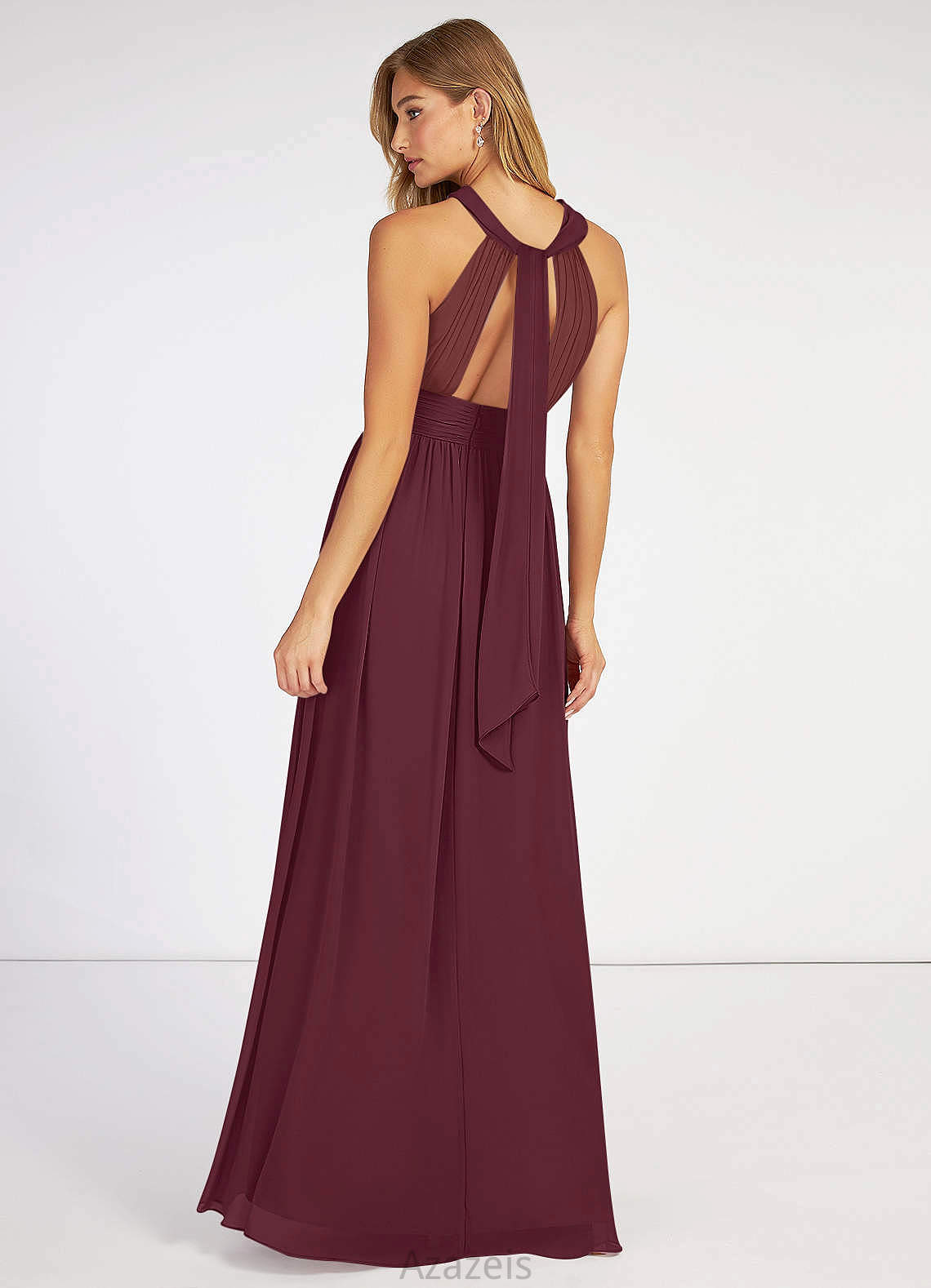Janae V-Neck A-Line/Princess Floor Length Sleeveless Natural Waist Bridesmaid Dresses