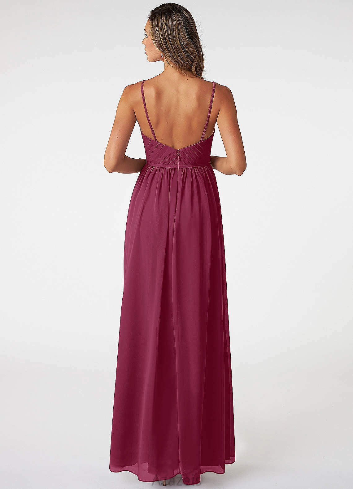 Amya Sleeveless Floor Length Natural Waist A-Line/Princess Spaghetti Staps Bridesmaid Dresses