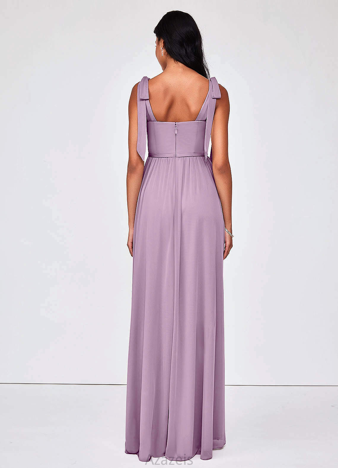 Sue Sleeveless Natural Waist V-Neck A-Line/Princess Floor Length Bridesmaid Dresses