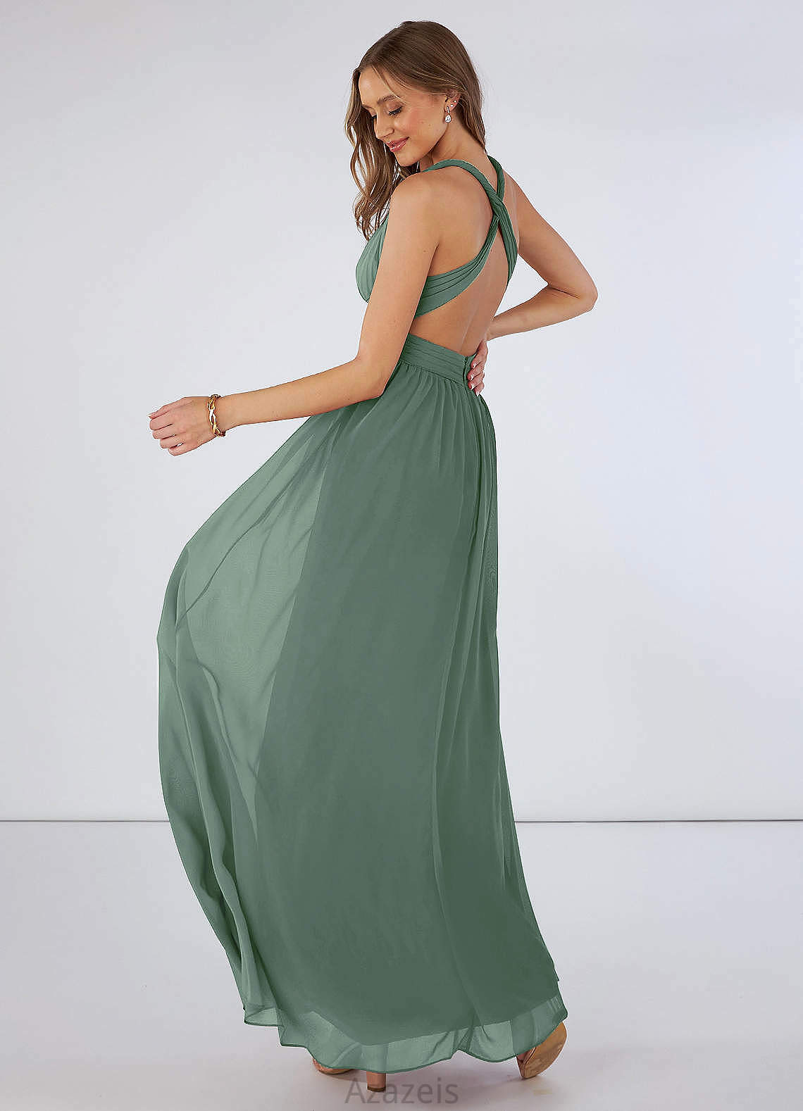 Jewel Off The Shoulder A-Line/Princess Natural Waist Floor Length Sleeveless Bridesmaid Dresses