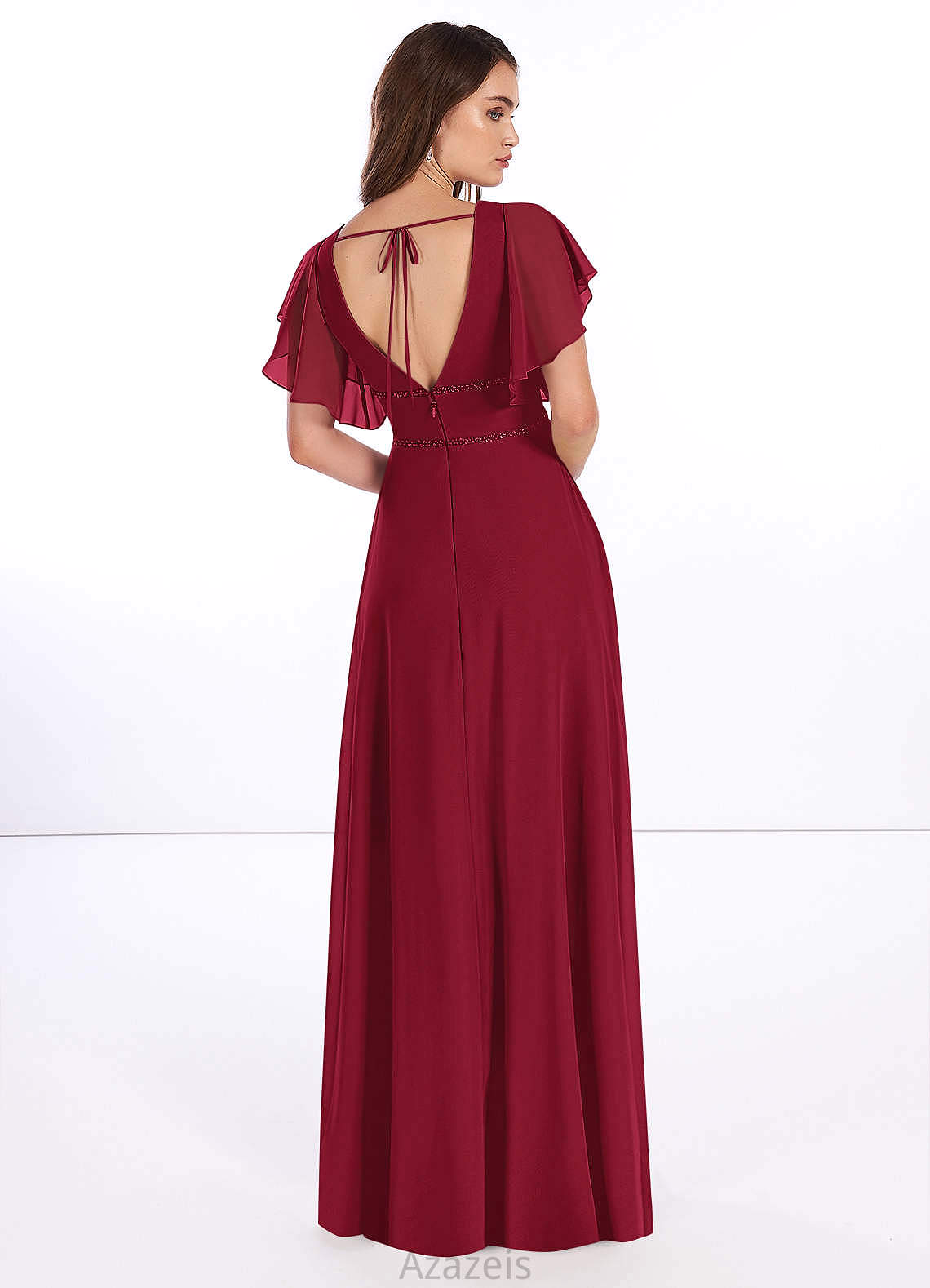 Gwendolyn Natural Waist Spaghetti Staps A-Line/Princess Sleeveless Floor Length Bridesmaid Dresses