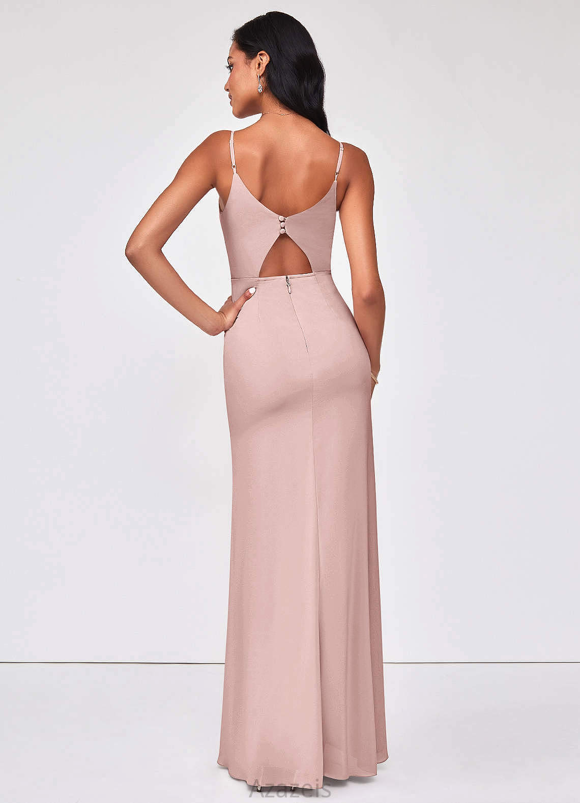 Payton Sleeveless Natural Waist V-Neck A-Line/Princess Floor Length Bridesmaid Dresses