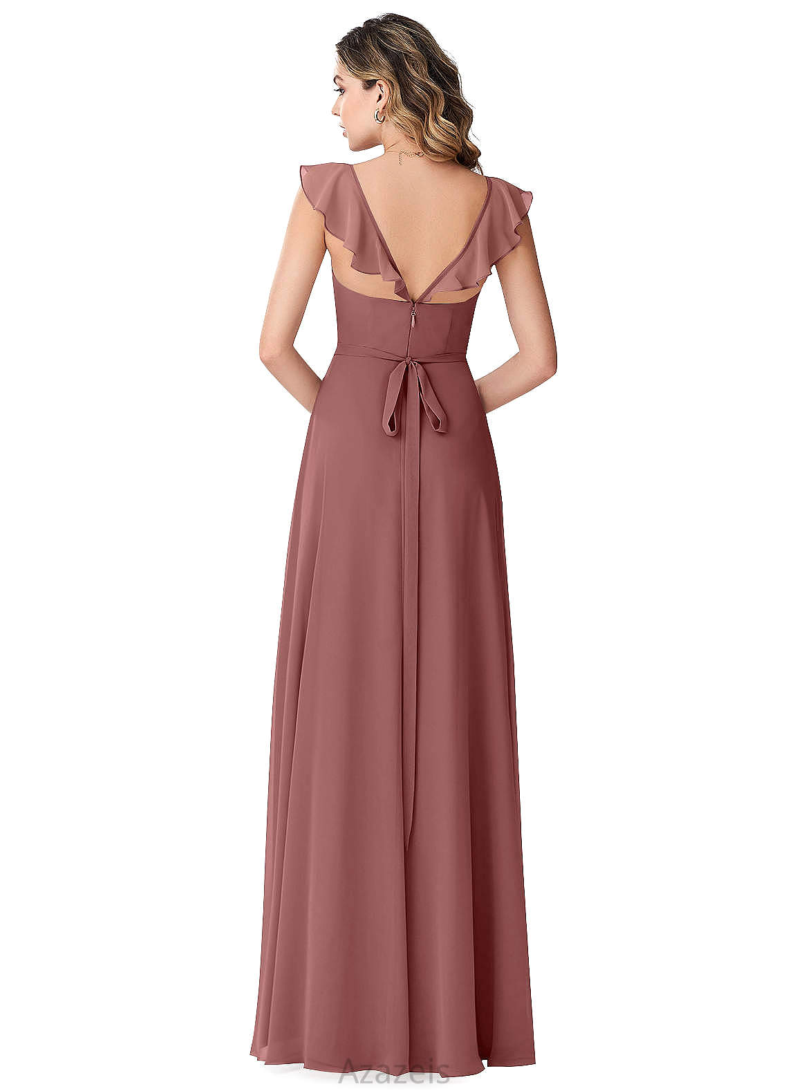 Ashlyn Floor Length Natural Waist A-Line/Princess Sleeveless V-Neck Bridesmaid Dresses