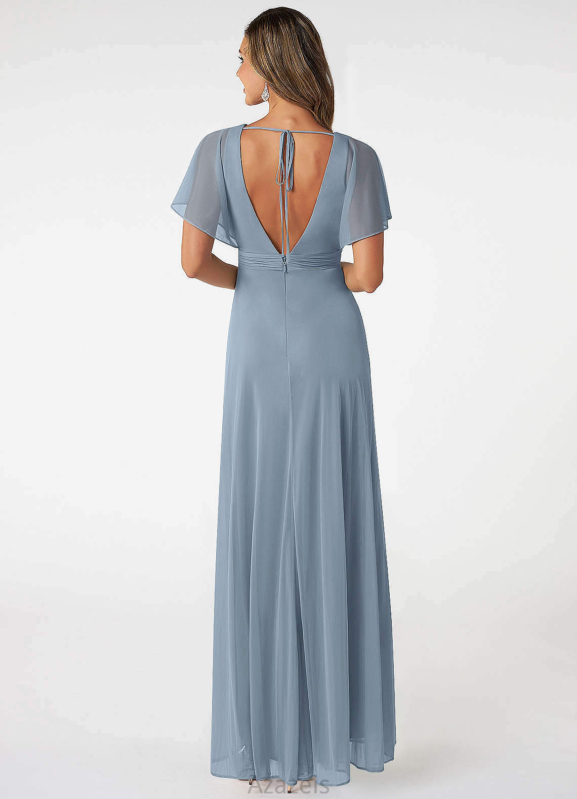 Dulce Natural Waist Floor Length Scoop Sleeveless A-Line/Princess Bridesmaid Dresses