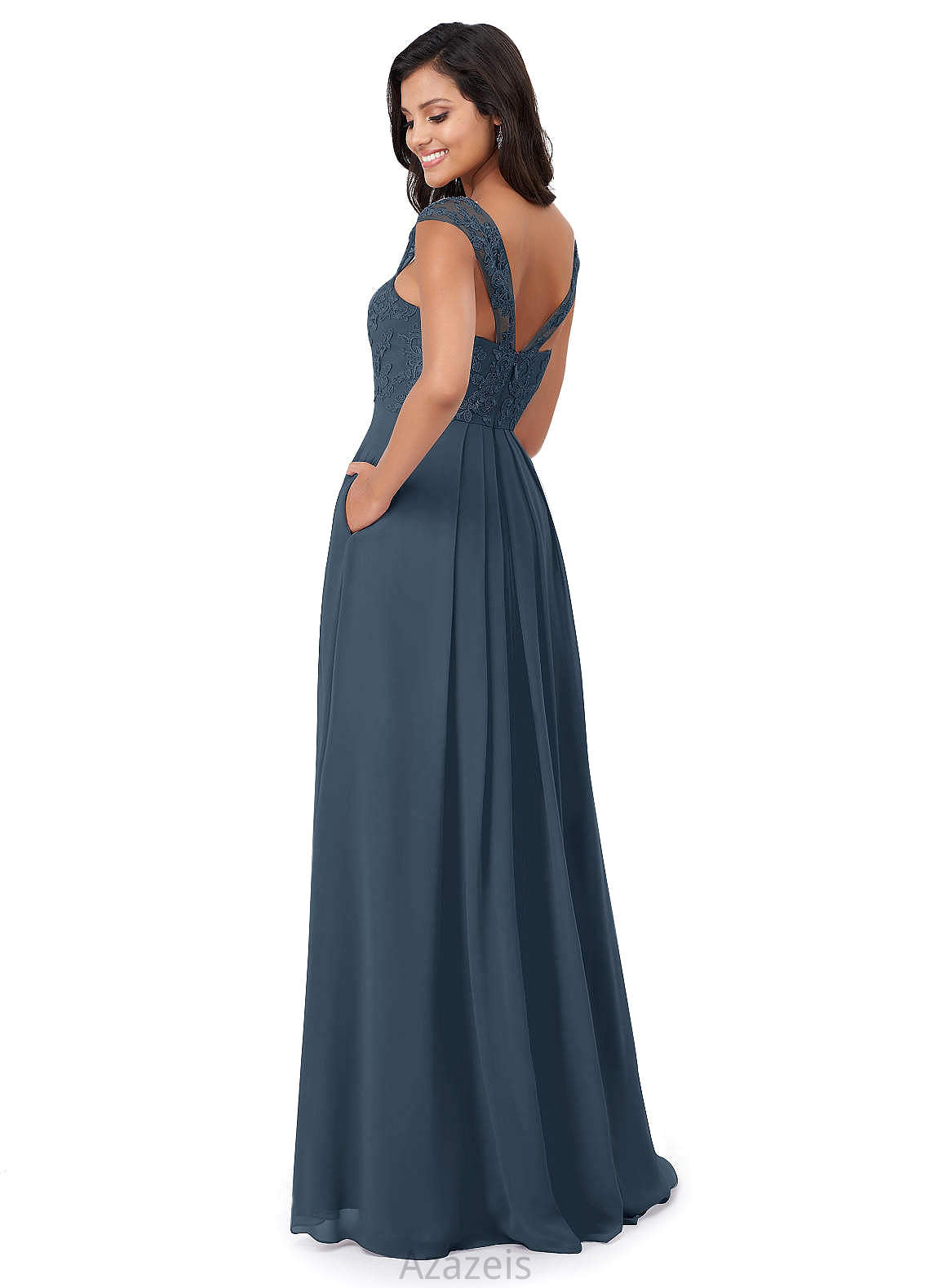 Toni Spaghetti Staps Floor Length A-Line/Princess Natural Waist Sleeveless Bridesmaid Dresses