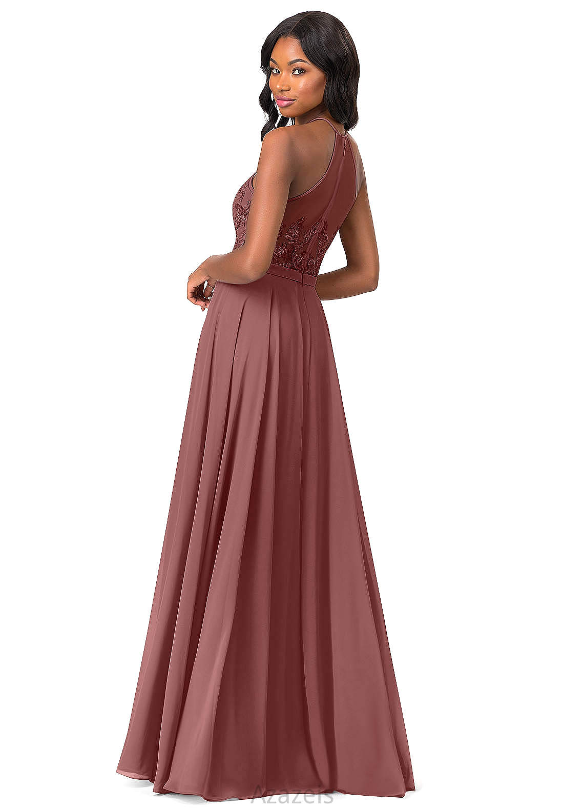 Theresa A-Line/Princess Floor Length Natural Waist V-Neck Sleeveless Bridesmaid Dresses