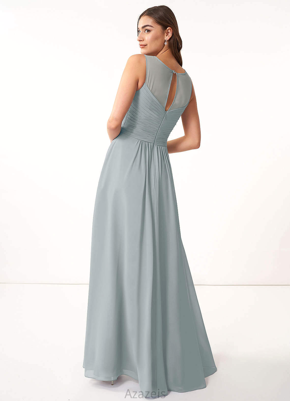 Alisa A-Line/Princess Sleeveless Natural Waist Tea Length Scoop Bridesmaid Dresses