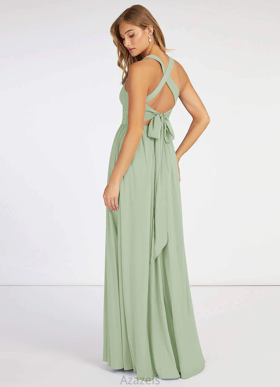 Sarai Sleeveless Natural Waist Floor Length Straps A-Line/Princess Bridesmaid Dresses