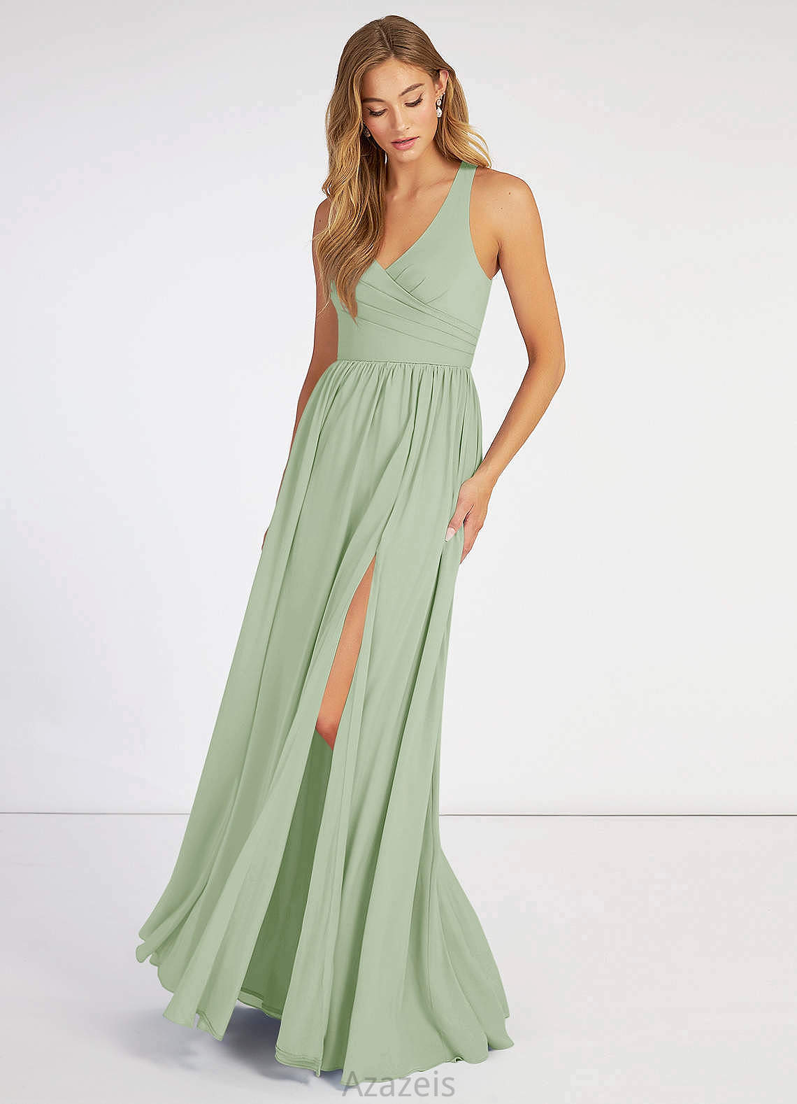 Sarai Sleeveless Natural Waist Floor Length Straps A-Line/Princess Bridesmaid Dresses