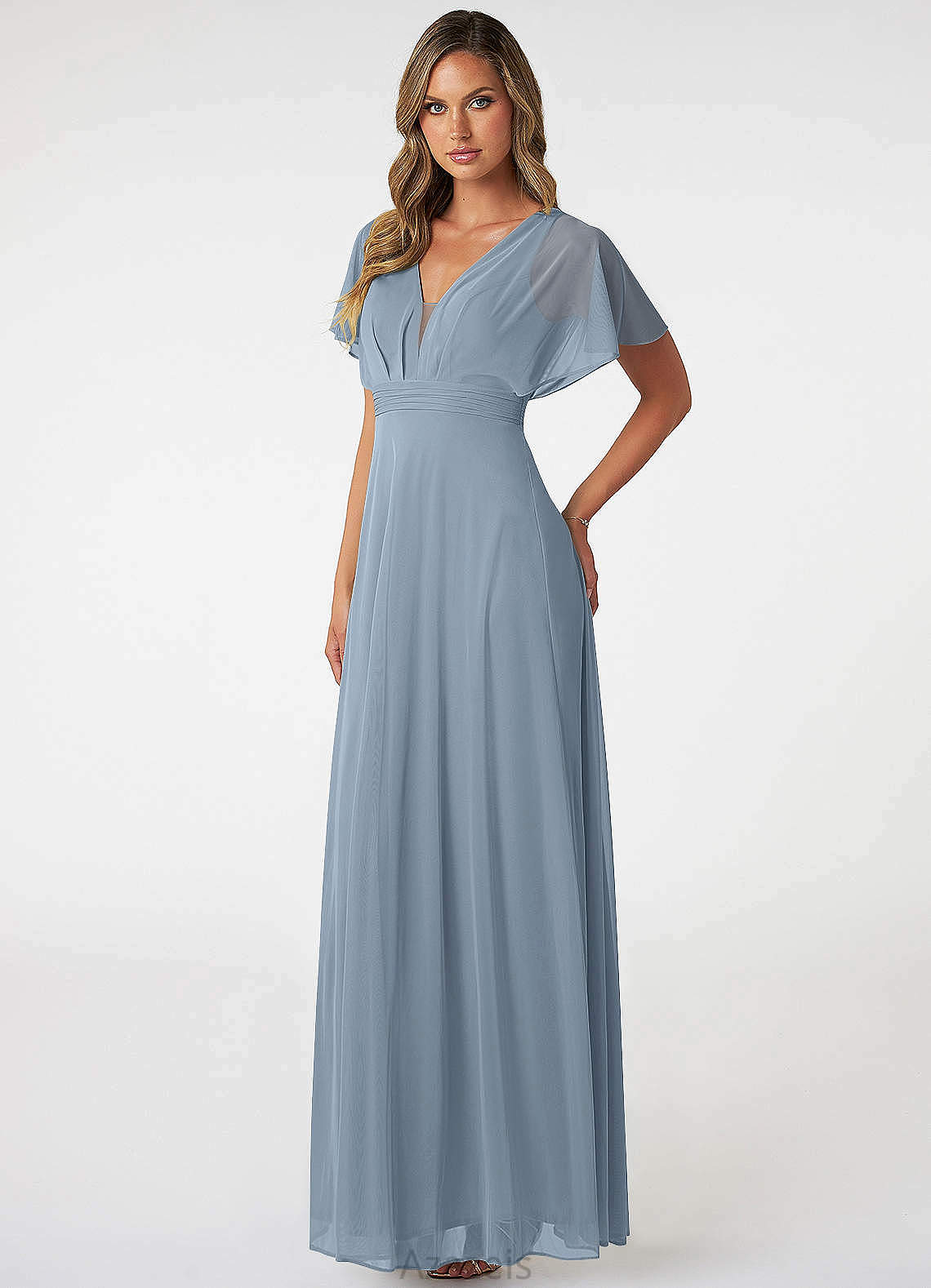 Dulce Natural Waist Floor Length Scoop Sleeveless A-Line/Princess Bridesmaid Dresses
