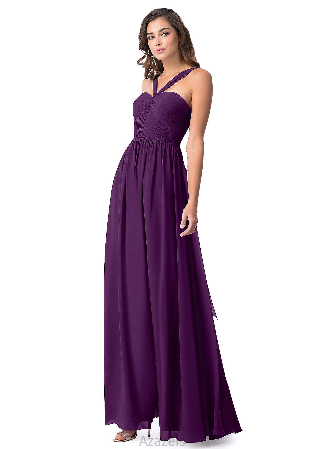 Ciara Natural Waist A-Line/Princess Sleeveless Floor Length Scoop Bridesmaid Dresses