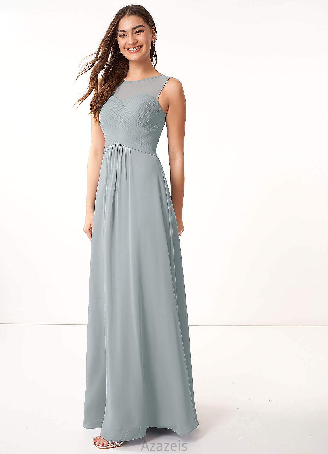 Alisa A-Line/Princess Sleeveless Natural Waist Tea Length Scoop Bridesmaid Dresses
